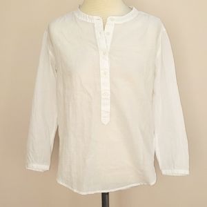 NWT J Crew Semi-sheer White Cotton Popover Blouse, Size XXXS
